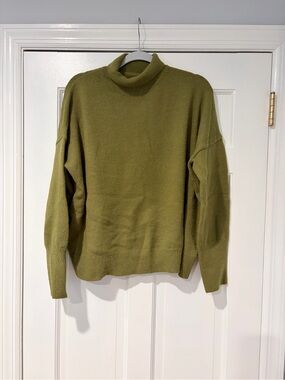 Knit Mix Olive Green Cowl Neck Sweater - Women's Relaxed Fit